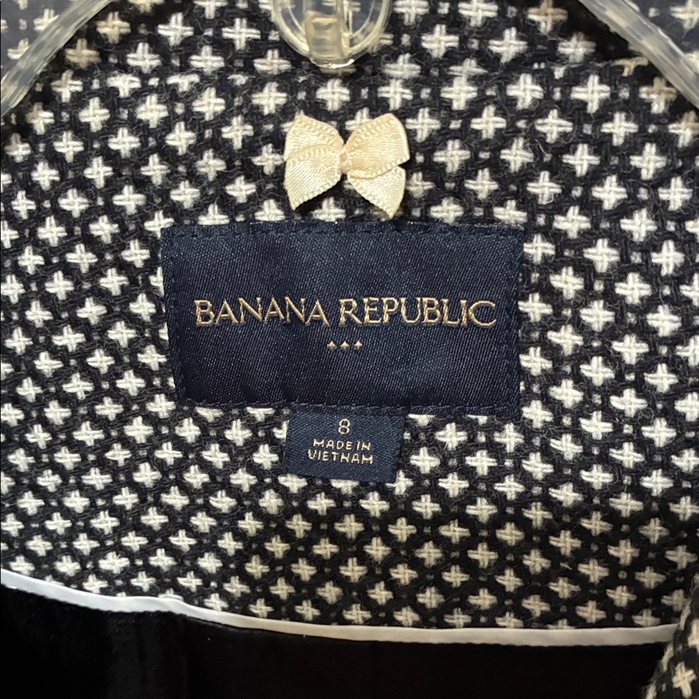 Banana Republic Black and White Patterned Suit Coat